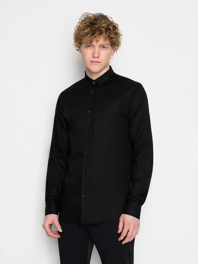 Chemise manches longues uni noir homme - Armani Exchange