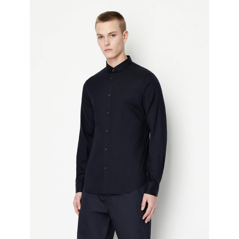 Chemise manches longues uni bleu marine homme - Armani Exchange