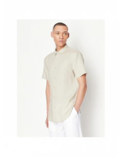 Chemise en lin uni beige homme - Armani Exchange