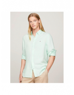 Chemise en lin pigment dyed vert homme - Tommy Hilfiger