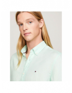 Chemise en lin pigment dyed vert homme - Tommy Hilfiger