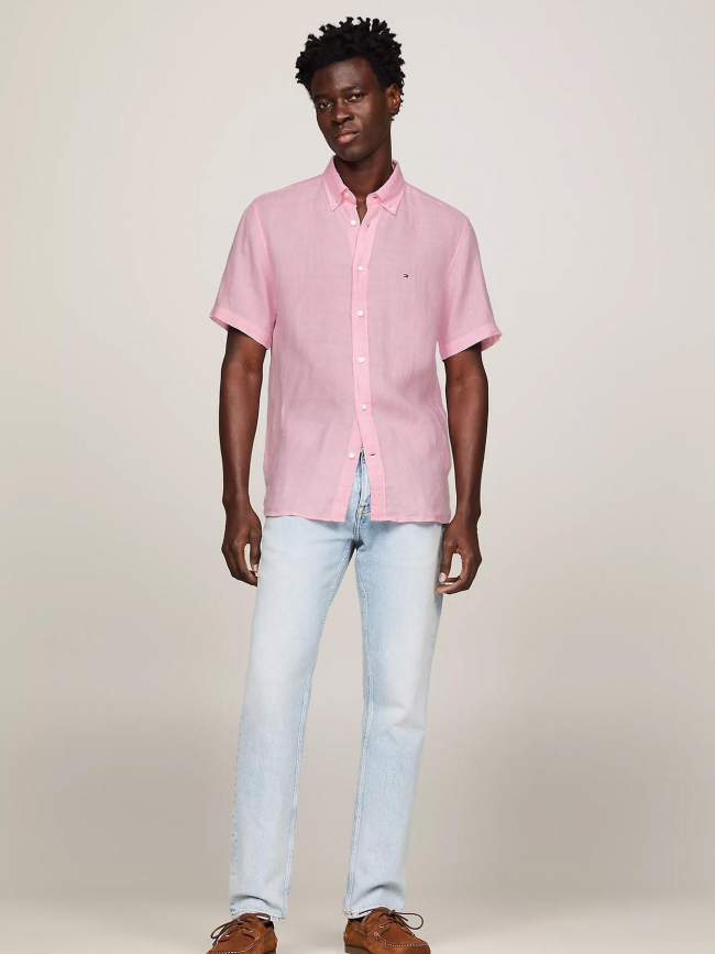 Chemise en lin pigment dyed rose homme - Tommy Hilfiger