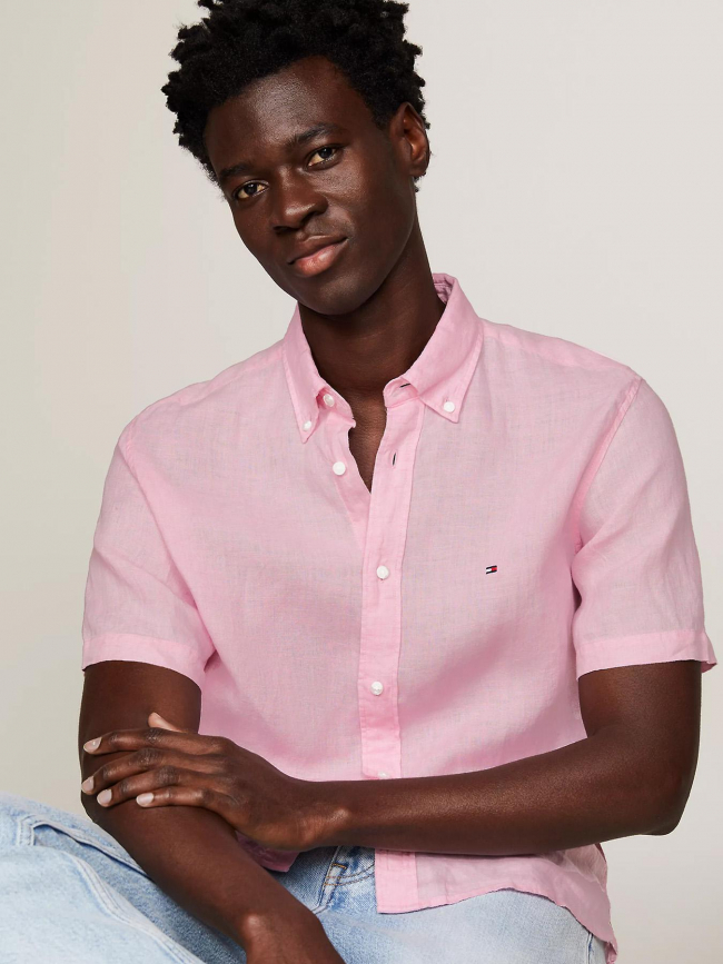 Chemise en lin pigment dyed rose homme - Tommy Hilfiger