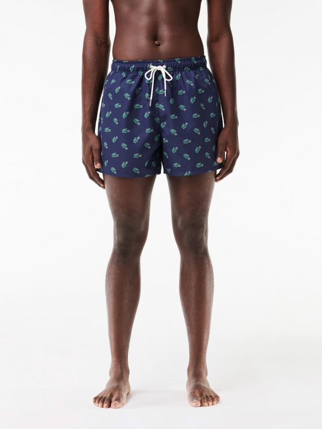 Short de bain logo crocodile bleu marine homme - Lacoste