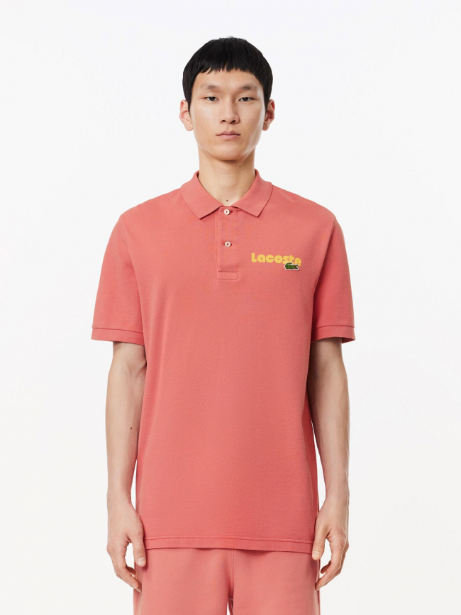 Polo uni logo rose orange homme - Lacoste