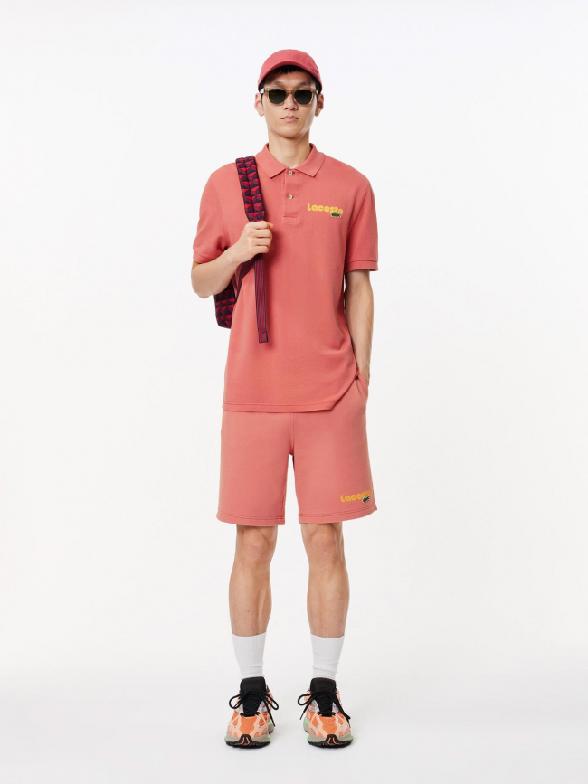 Polo uni logo rose orange homme - Lacoste