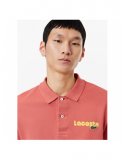 Polo uni logo rose orange homme - Lacoste