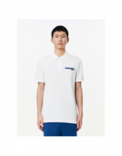 Polo uni logo blanc bleu marine homme - Lacoste