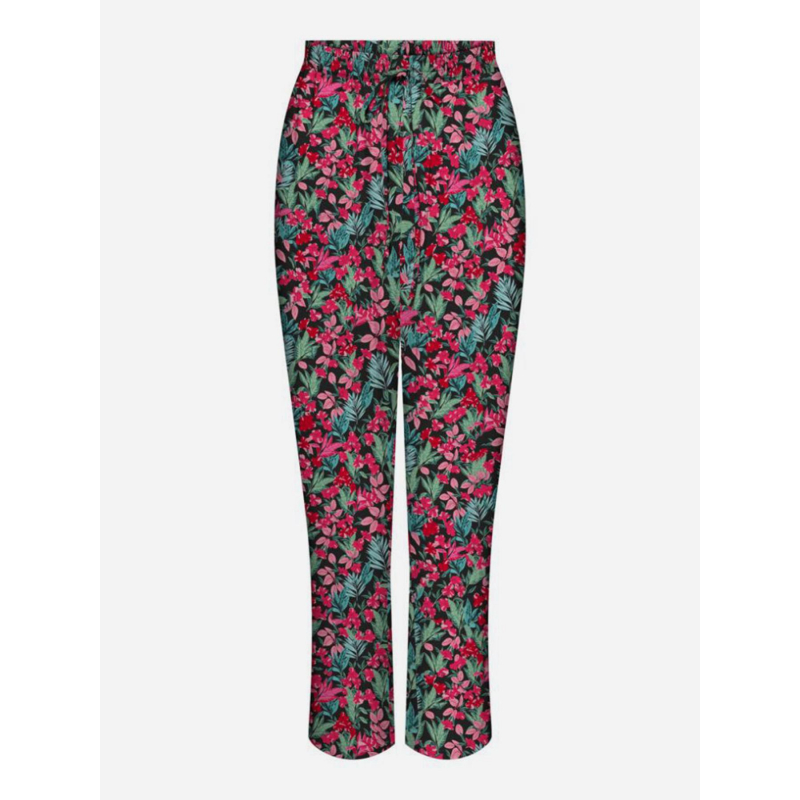 Pantalon fluide à fleurs paula noir rouge femme - Only