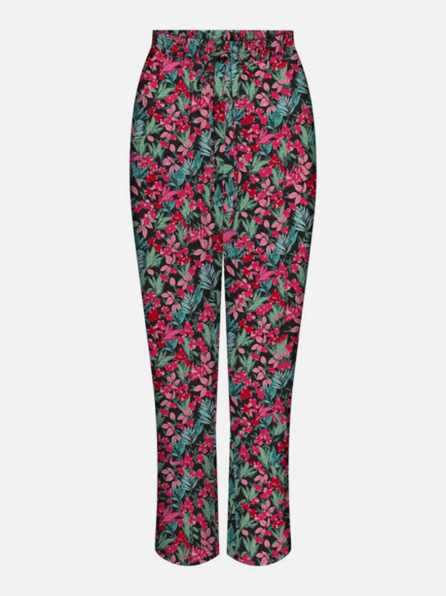 Pantalon fluide à fleurs paula noir rouge femme - Only