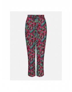 Pantalon fluide à fleurs paula noir rouge femme - Only