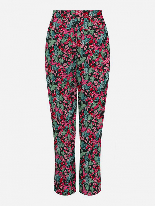 Pantalon fluide a fleurs paula noir rouge femme Only