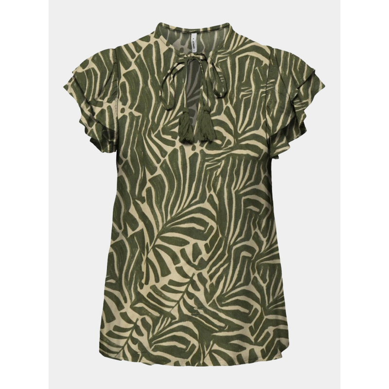 T-shirt col noué chiara kaki femme - Only