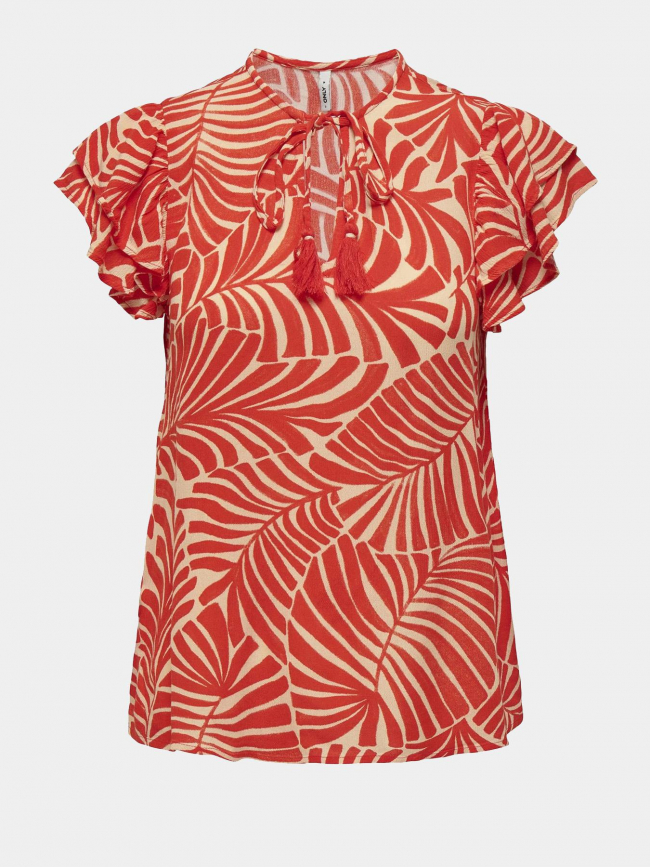 T-shirt col noué chiara rouge femme - Only