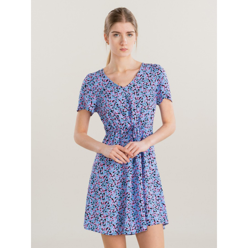 Robe courte à fleurs easy joy rose bleu femme - Vero Moda