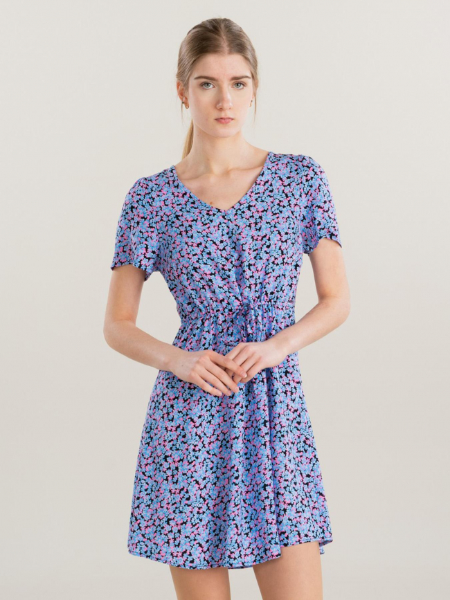 Robe courte à fleurs easy joy rose bleu femme - Vero Moda