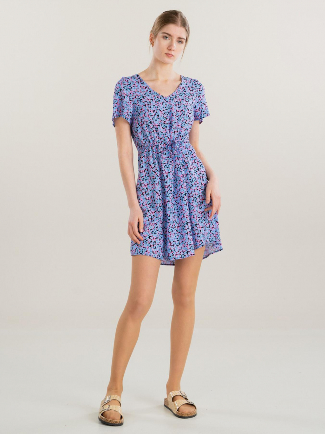 Robe courte à fleurs easy joy rose bleu femme - Vero Moda