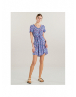 Robe courte à fleurs easy joy rose bleu femme - Vero Moda