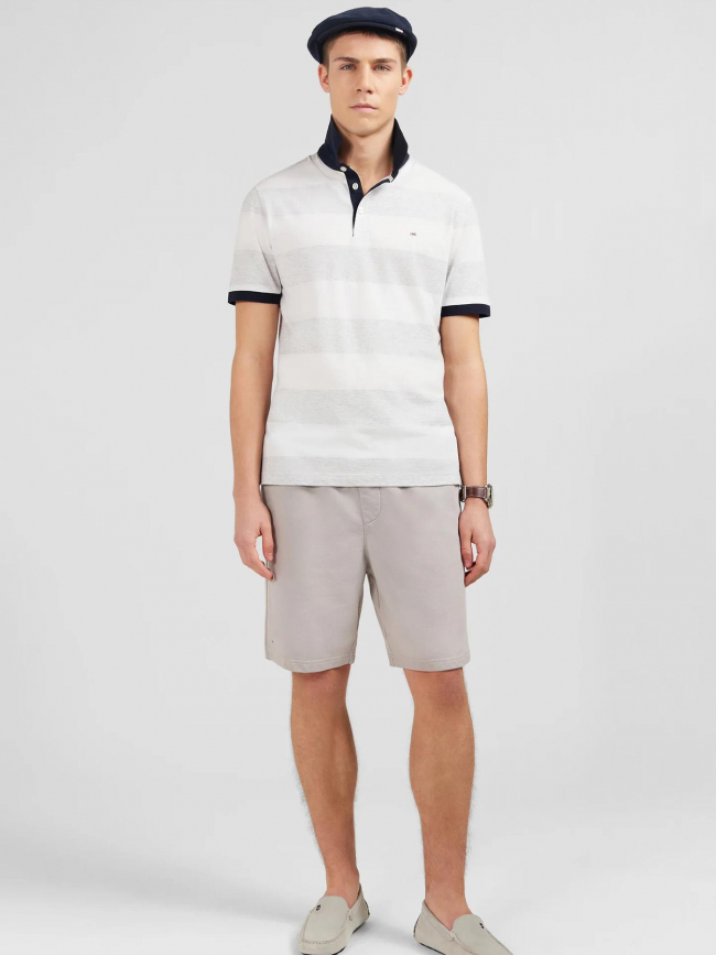 Polo rayé africlub gris blanc homme - Eden Park