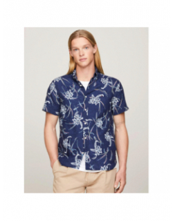 Chemise en lin tropical bleu marine homme - Tommy Hilfiger