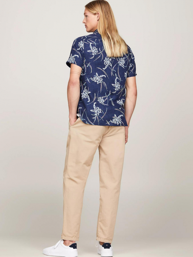 Chemise en lin tropical bleu marine homme - Tommy Hilfiger