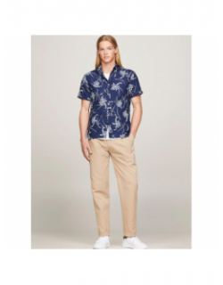 Chemise en lin tropical bleu marine homme - Tommy Hilfiger