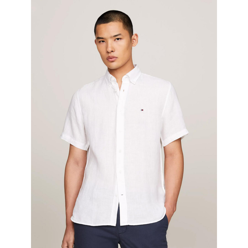 Chemise en lin pigment dyed blanc homme - Tommy Hilfiger