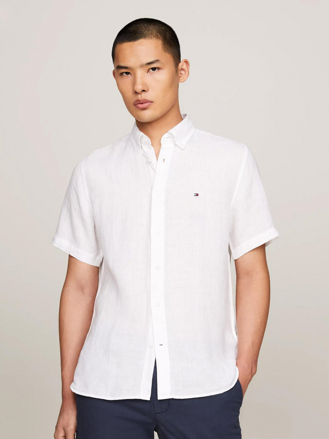 Chemise en lin pigment dyed blanc homme - Tommy Hilfiger