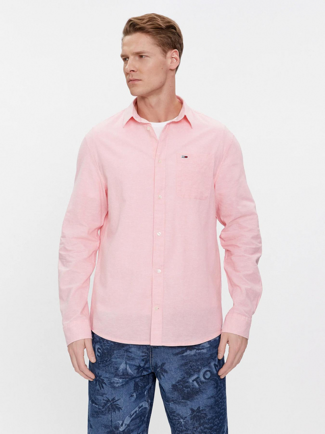 Chemise en lin regular blend rose homme - Tommy Jeans