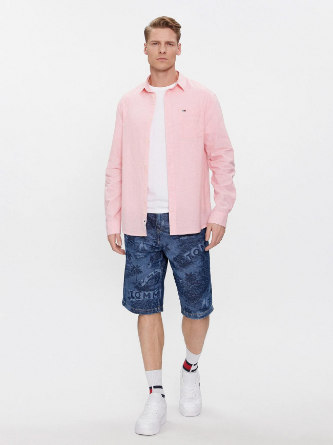 Chemise en lin regular blend rose homme - Tommy Jeans