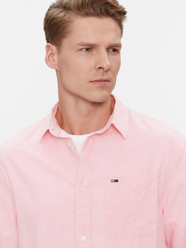 Chemise en lin regular blend rose homme - Tommy Jeans