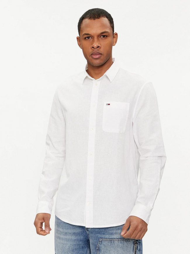 Chemise en lin regular blend blanc homme - Tommy Jeans