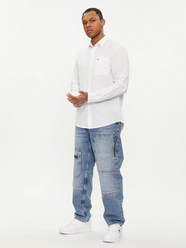 Chemise en lin regular blend blanc homme - Tommy Jeans