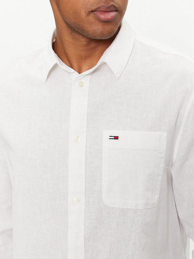 Chemise en lin regular blend blanc homme - Tommy Jeans