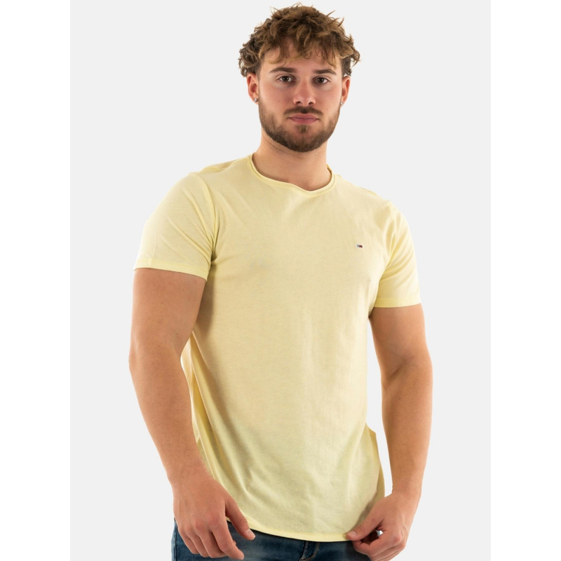 T-shirt uni slim jaspe jaune homme - Tommy Jeans