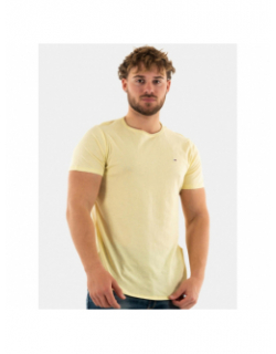 T-shirt uni slim jaspe jaune homme - Tommy Jeans