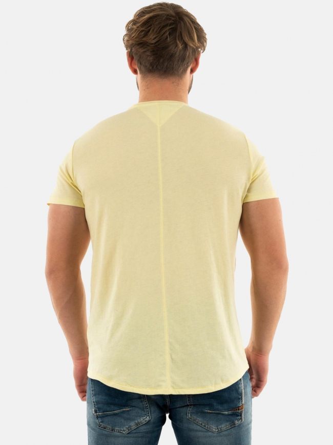 T-shirt uni slim jaspe jaune homme - Tommy Jeans