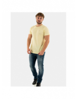 T-shirt uni slim jaspe jaune homme - Tommy Jeans