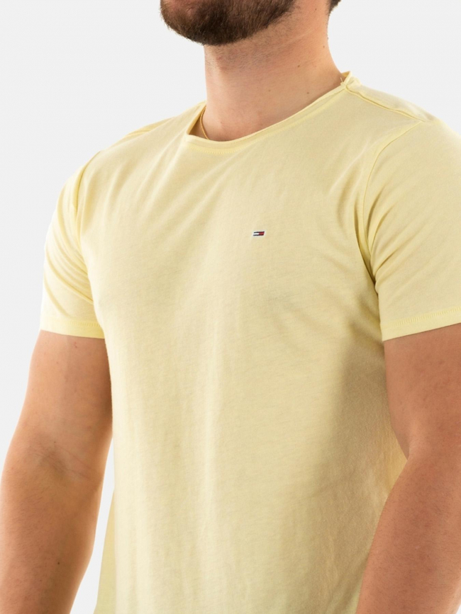 T-shirt uni slim jaspe jaune homme - Tommy Jeans