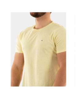 T-shirt uni slim jaspe jaune homme - Tommy Jeans