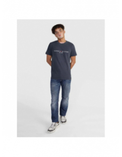 T-shirt logo garment dye bleu marine homme - Tommy Hilfiger