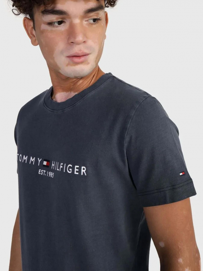 T-shirt logo garment dye bleu marine homme - Tommy Hilfiger