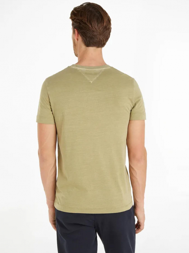 T-shirt logo garment dye vert kaki homme - Tommy Hilfiger