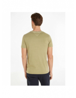 T-shirt logo garment dye vert kaki homme - Tommy Hilfiger