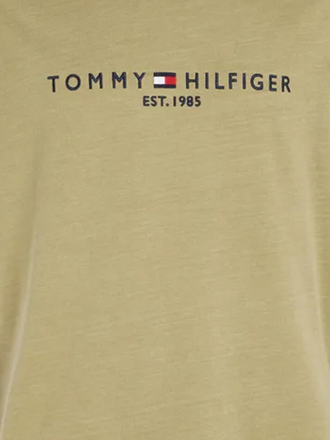 T-shirt logo garment dye vert kaki homme - Tommy Hilfiger