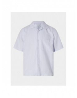 Chemise en lin cuban bleu clair homme - Calvin Klein