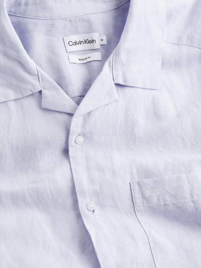 Chemise en lin cuban bleu clair homme - Calvin Klein