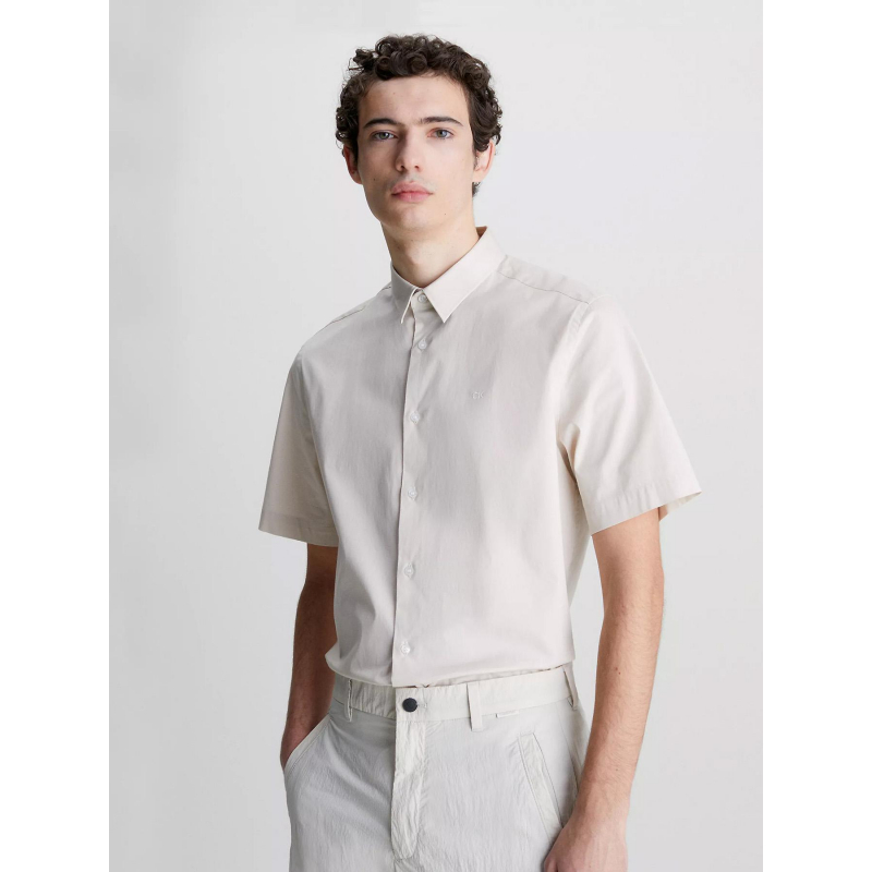 Chemise poplin stretch beige homme - Calvin Klein