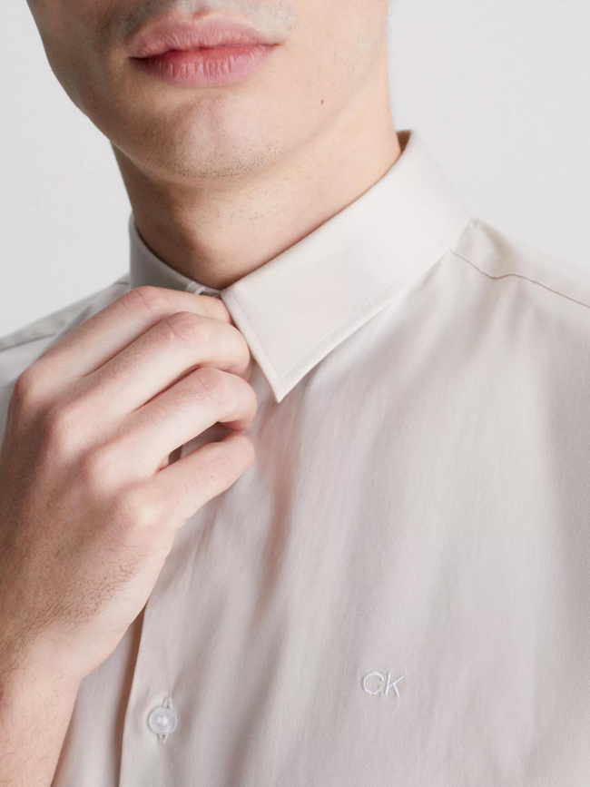 Chemise poplin stretch beige homme - Calvin Klein