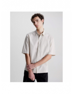 Chemise en lin cuban beige homme - Calvin Klein